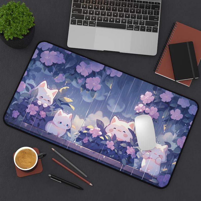 Gaming Accessories Officeworks - Kawaii القطط في المطر لوحة ماوس