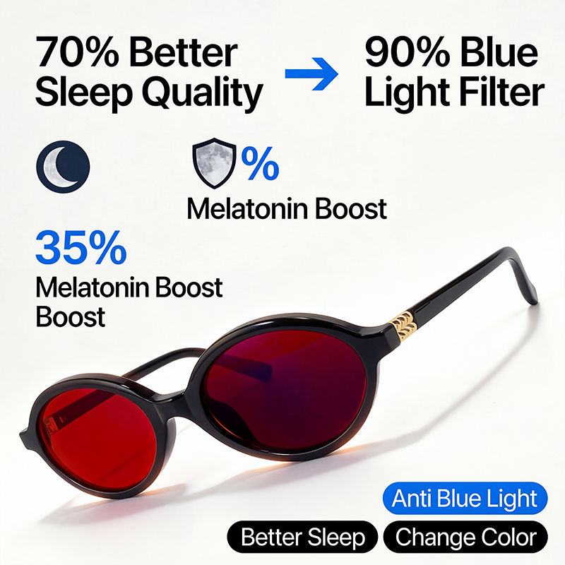 Gaming Glasses Tinted - نظارات بيضاوية الشكل مضادة للضوء الأزرق