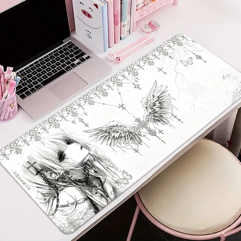 Gaming Accessories For Pc - لوحة ماوس جلدية سوداء وبيضاء بتصميم