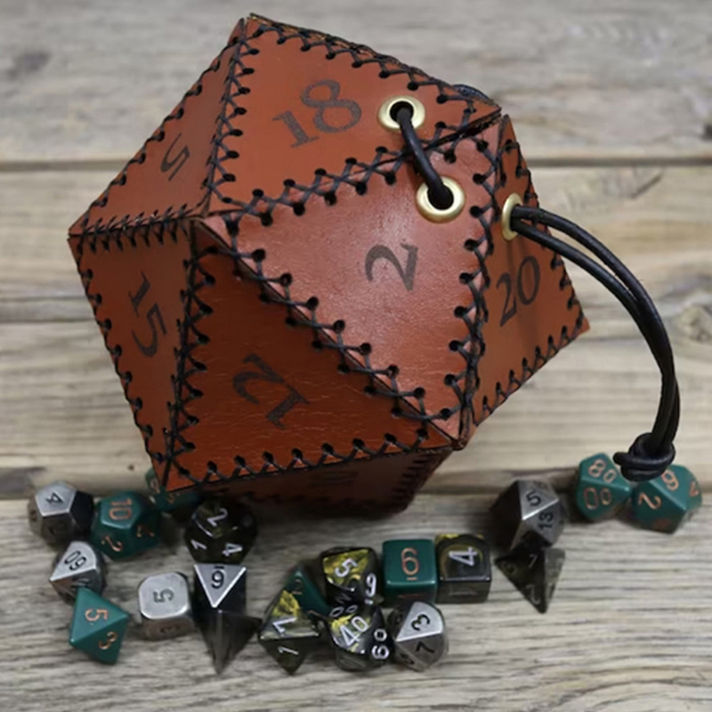 حقيبة نرد جلدية D20، صندوق تخز - مراجعة Gaming Accessories Gift Ideas وسعره