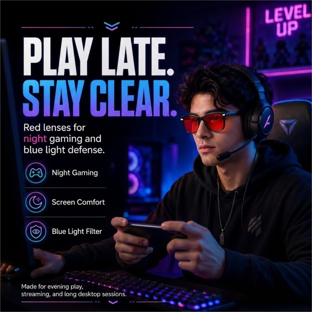 نظارات ألعاب مضادة للضوء الأزر - مراجعة Gaming Glasses Tinted وسعره